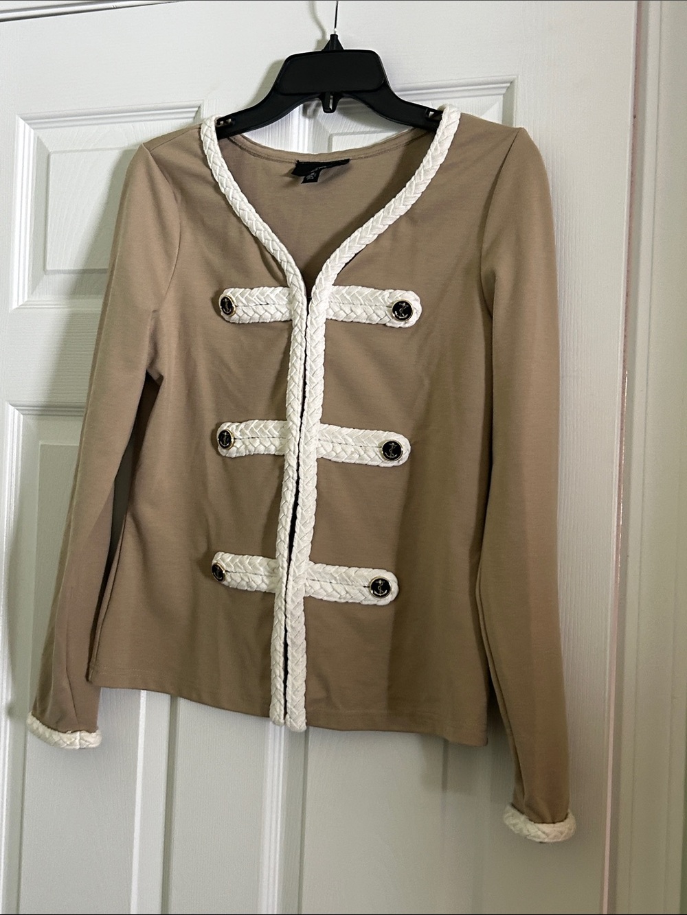 Womens Beige Braided Trim Jacket - Unbranded